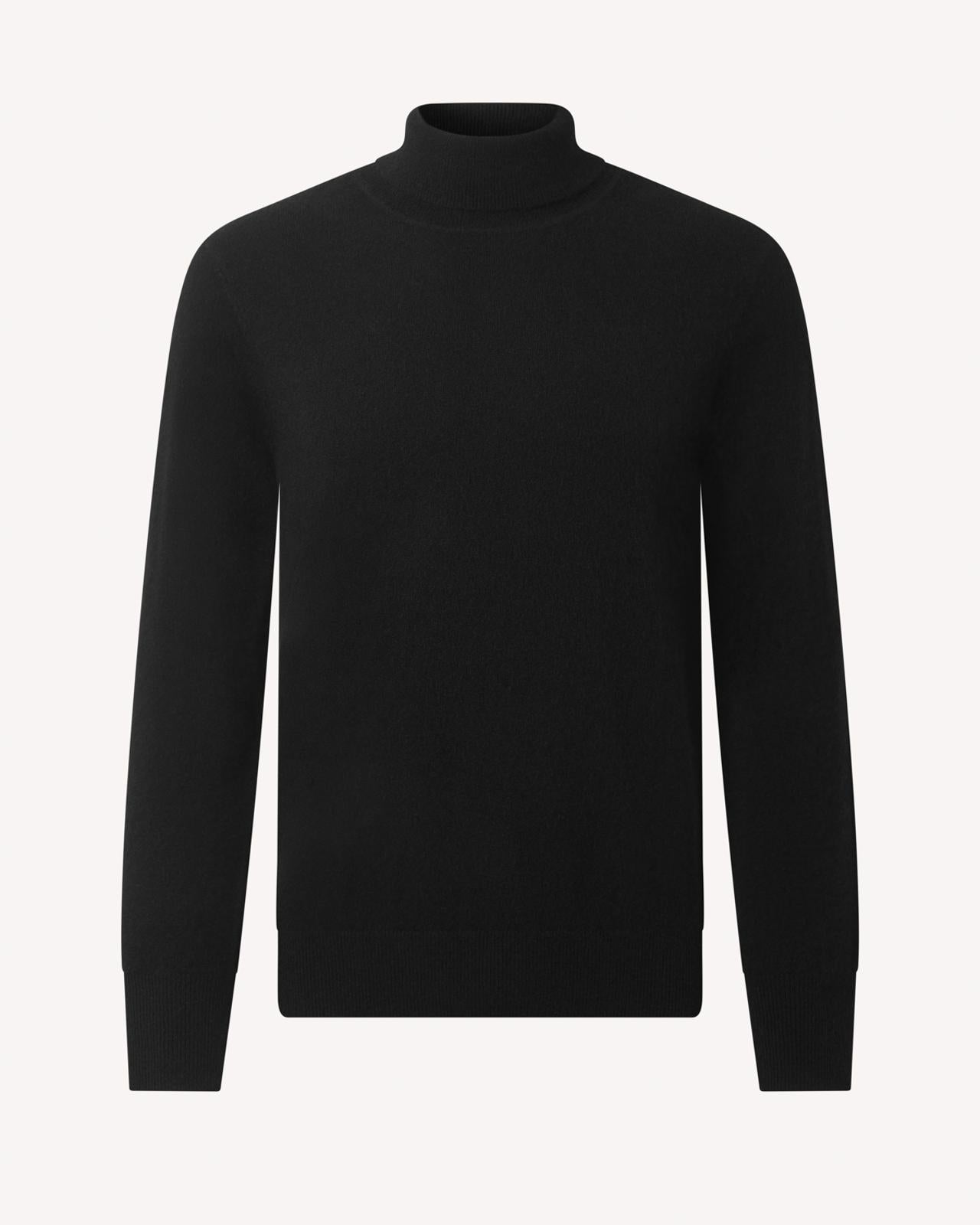 Roll Neck Black Cashmere Jumper-MALFORD OF LONDON SAVILE ROW MENSWEAR OUTLET