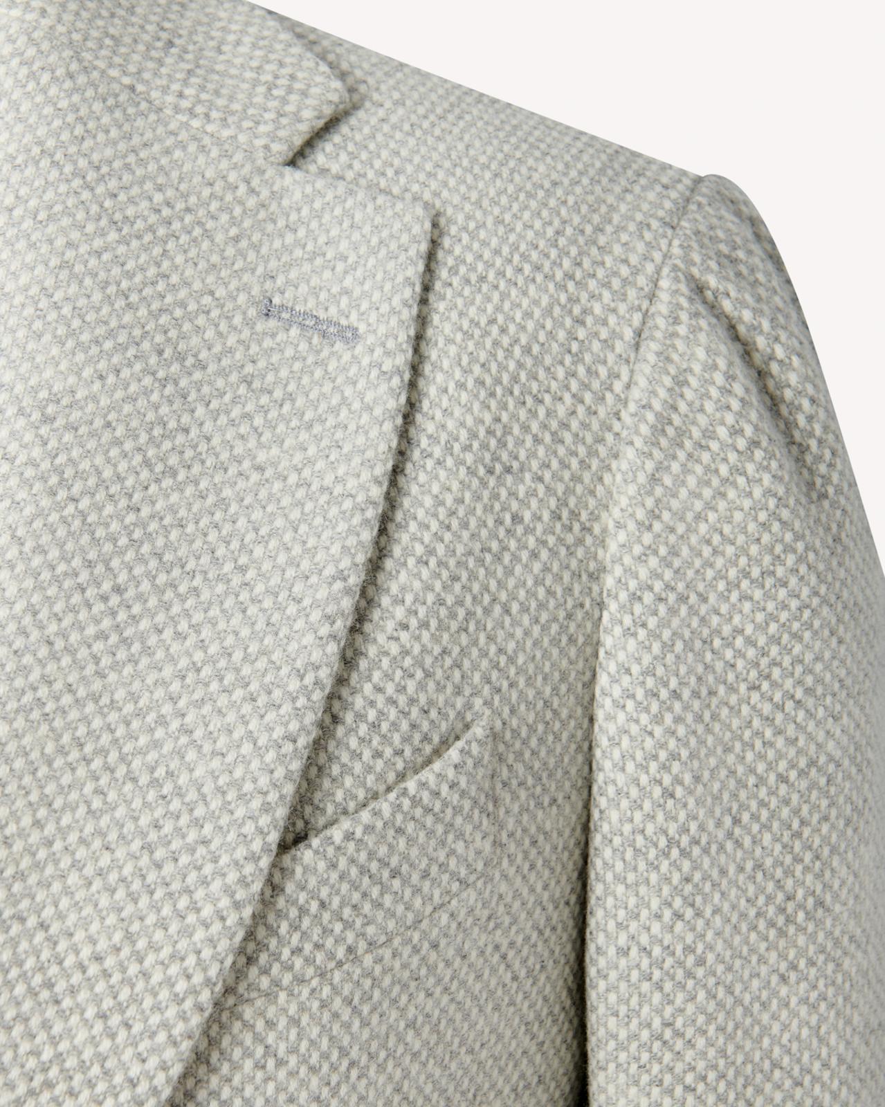 SB1 Single Breasted Textured Weave Jacket Cream-MALFORD OF LONDON SAVILE ROW MENSWEAR OUTLET