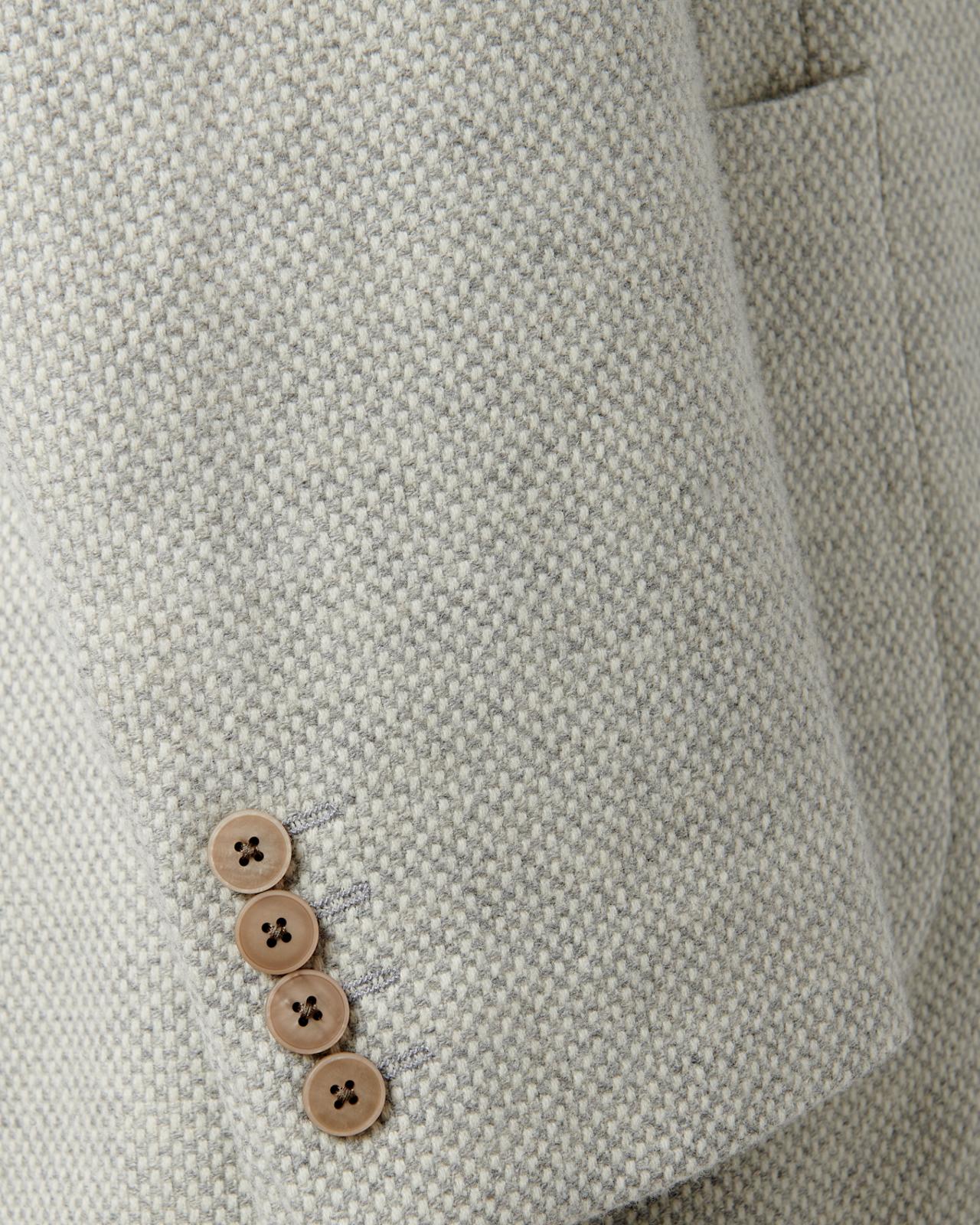 SB1 Single Breasted Textured Weave Jacket Cream-MALFORD OF LONDON SAVILE ROW MENSWEAR OUTLET