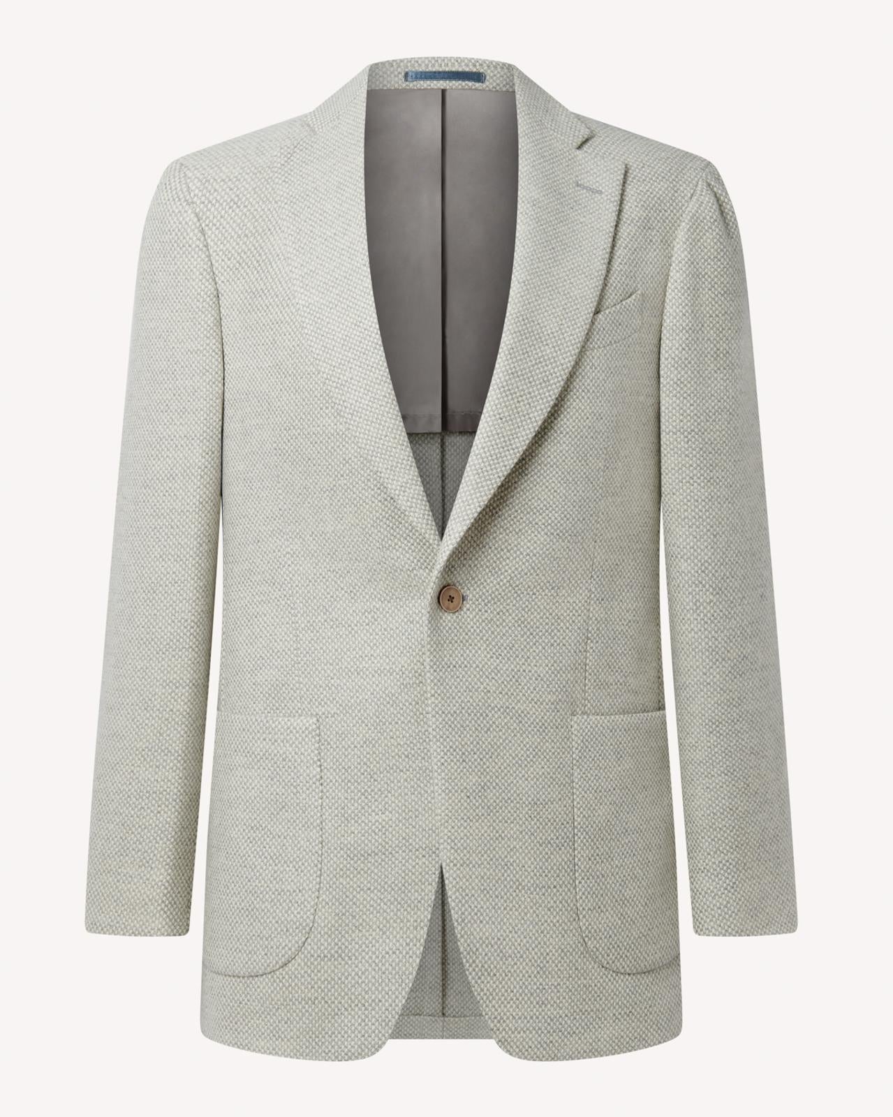 SB1 Single Breasted Textured Weave Jacket Cream-MALFORD OF LONDON SAVILE ROW MENSWEAR OUTLET