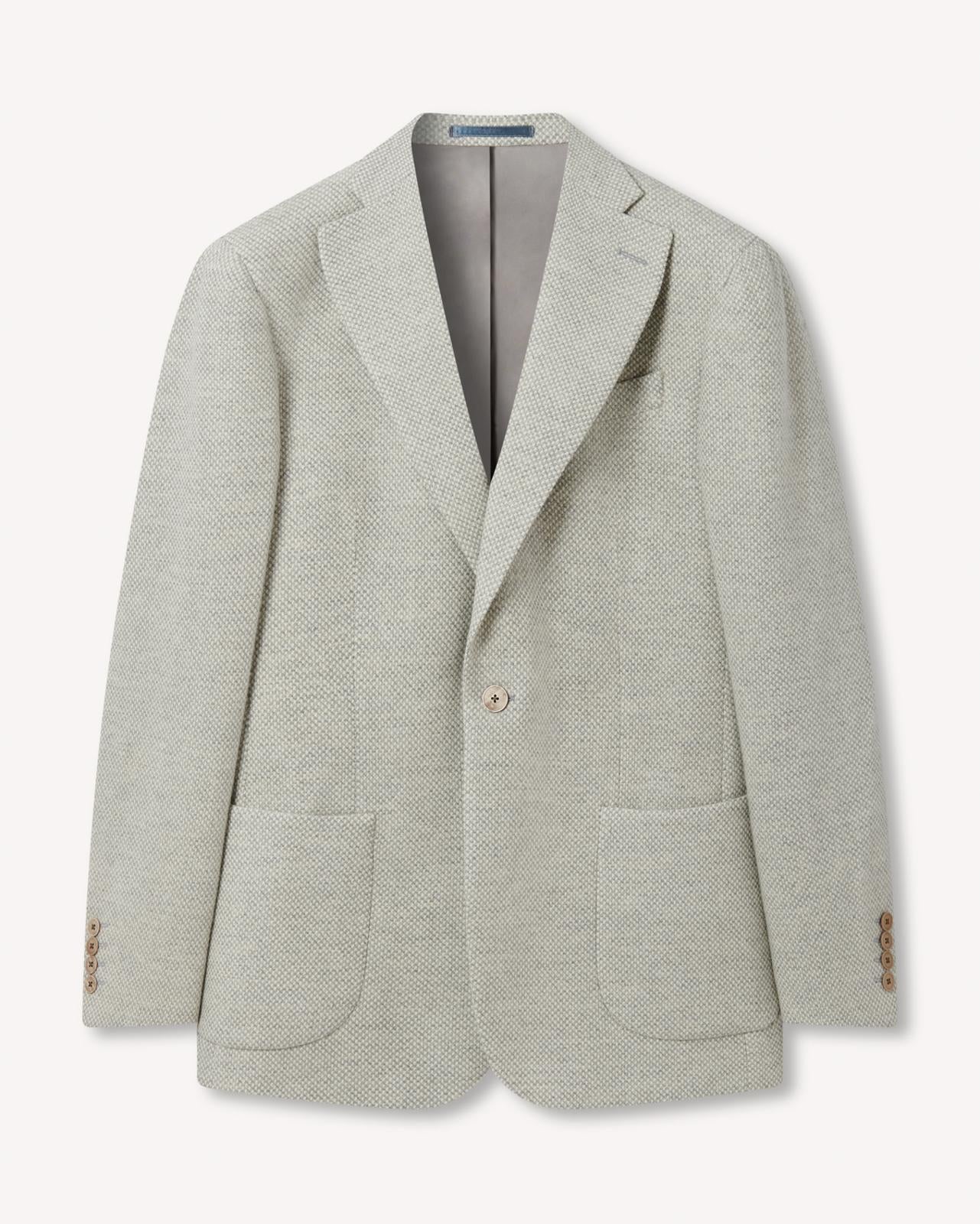 SB1 Single Breasted Textured Weave Jacket Cream-MALFORD OF LONDON SAVILE ROW MENSWEAR OUTLET