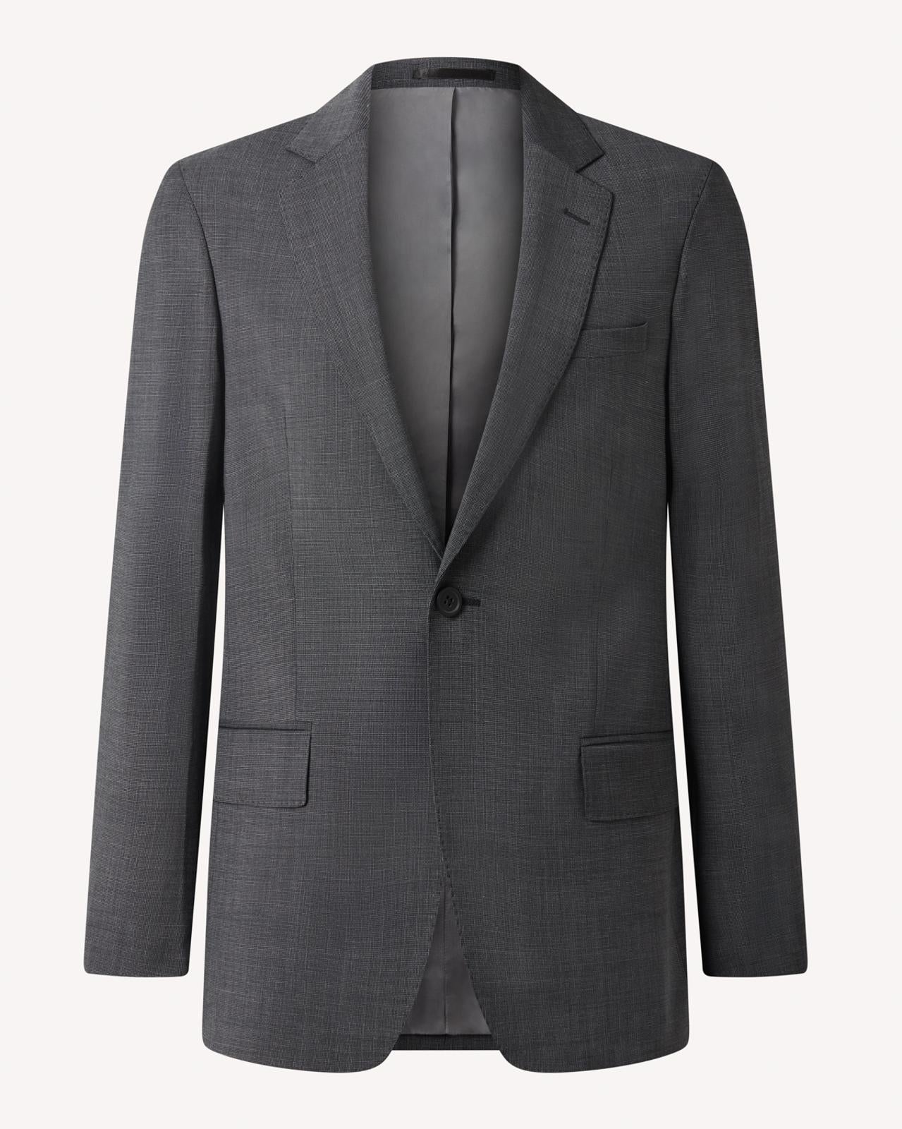 SB1 Weave Wool Suit Charcoal Grey-MALFORD OF LONDON SAVILE ROW MENSWEAR OUTLET