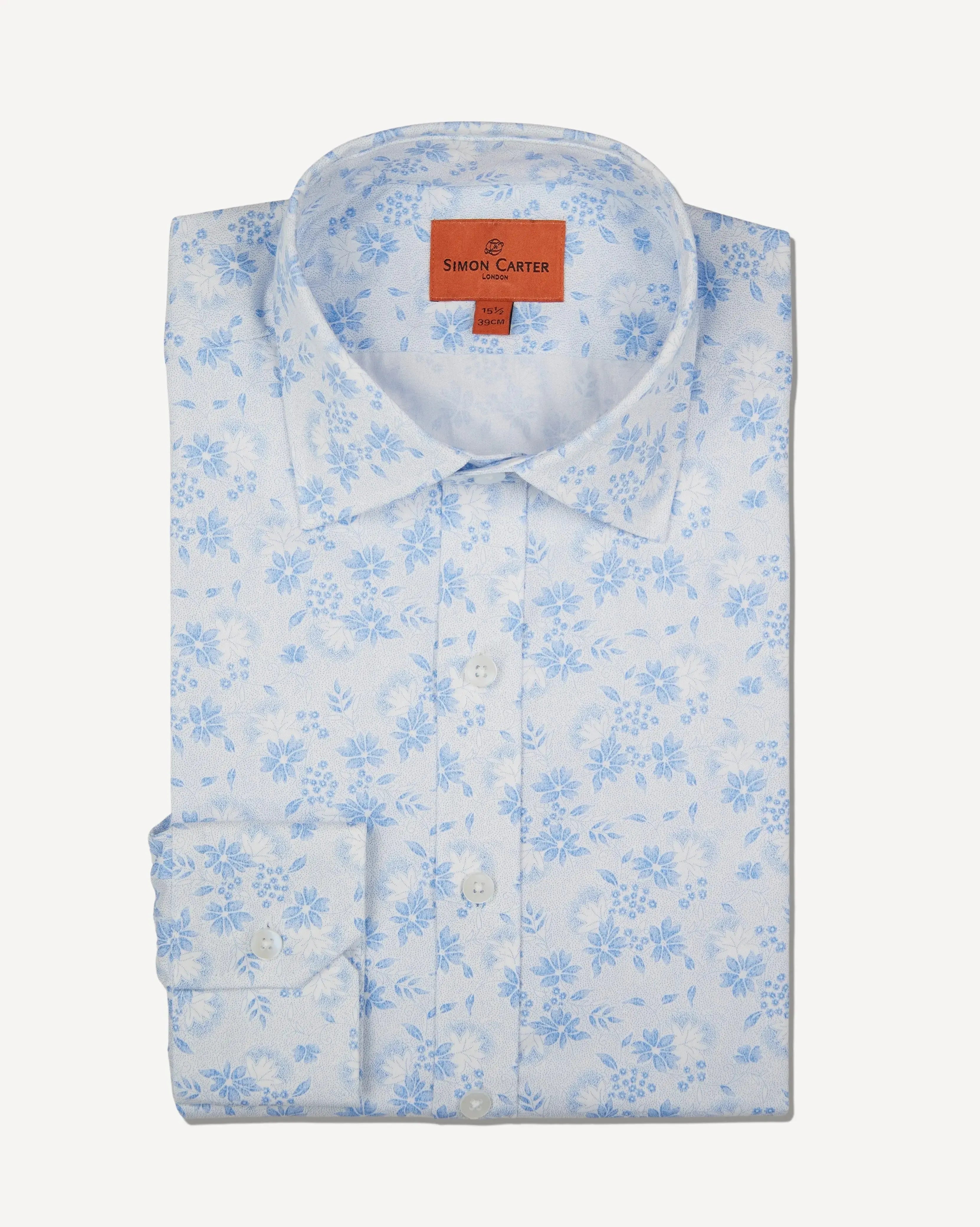 Simon Carter Regular Collar Tailored Shirt Blue-MALFORD OF LONDON SAVILE ROW MENSWEAR OUTLET