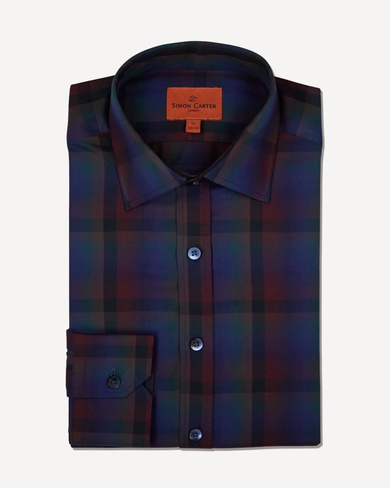 Simon Carter Tailored Fit Check Shirt Navy/Black-MALFORD OF LONDON SAVILE ROW MENSWEAR OUTLET