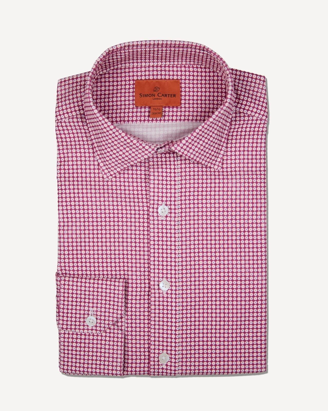 Simon Carter Tailored Fit Circle Shirt Purple/Navy/White-MALFORD OF LONDON SAVILE ROW MENSWEAR OUTLET