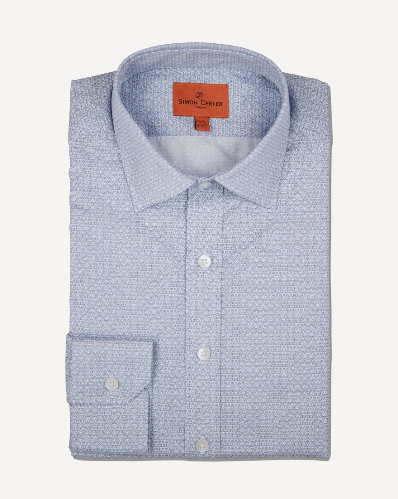 Simon Carter Tailored Fit Diamond Shirt Royal Blue