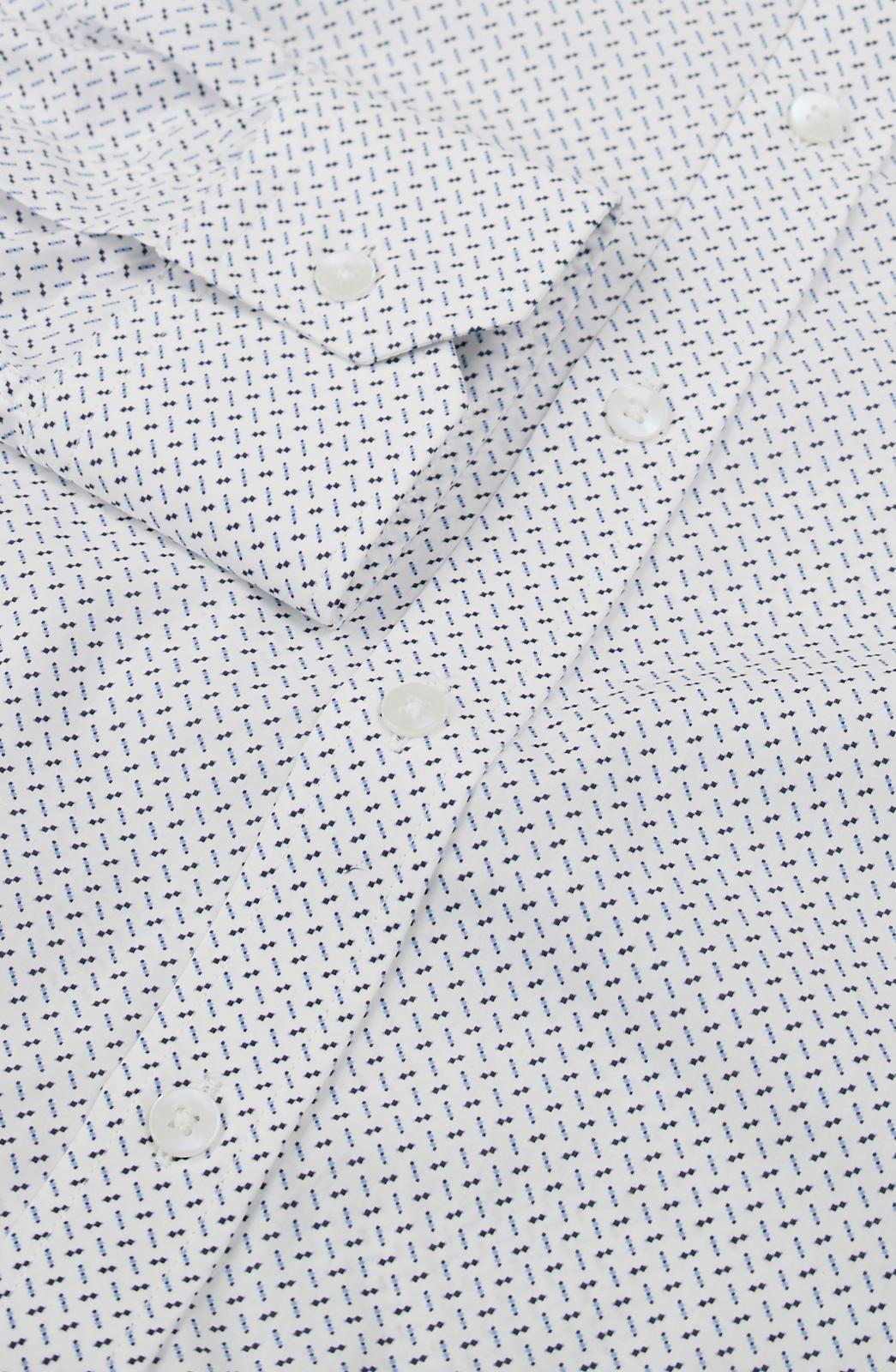 Simon Carter Tailored Fit Diamond/Spot Print Shirt White/Navy-MALFORD OF LONDON SAVILE ROW MENSWEAR OUTLET