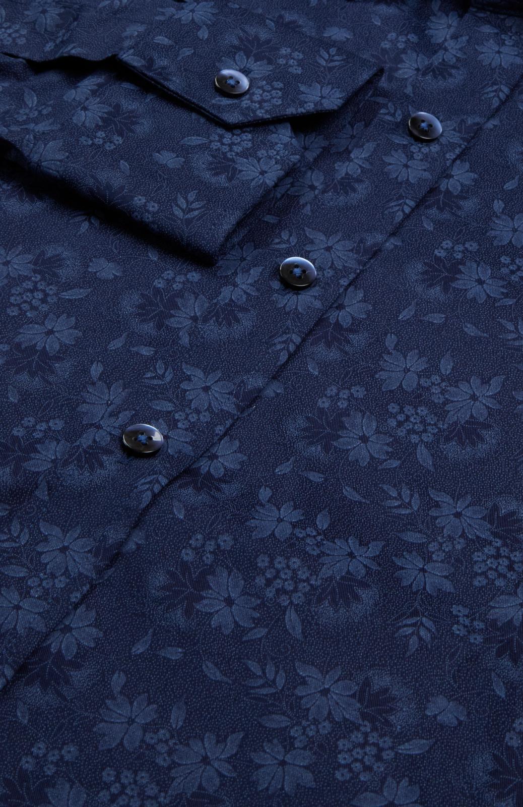 Simon Carter Tailored Fit Floral Shirt Navy/Blue-MALFORD OF LONDON SAVILE ROW MENSWEAR OUTLET