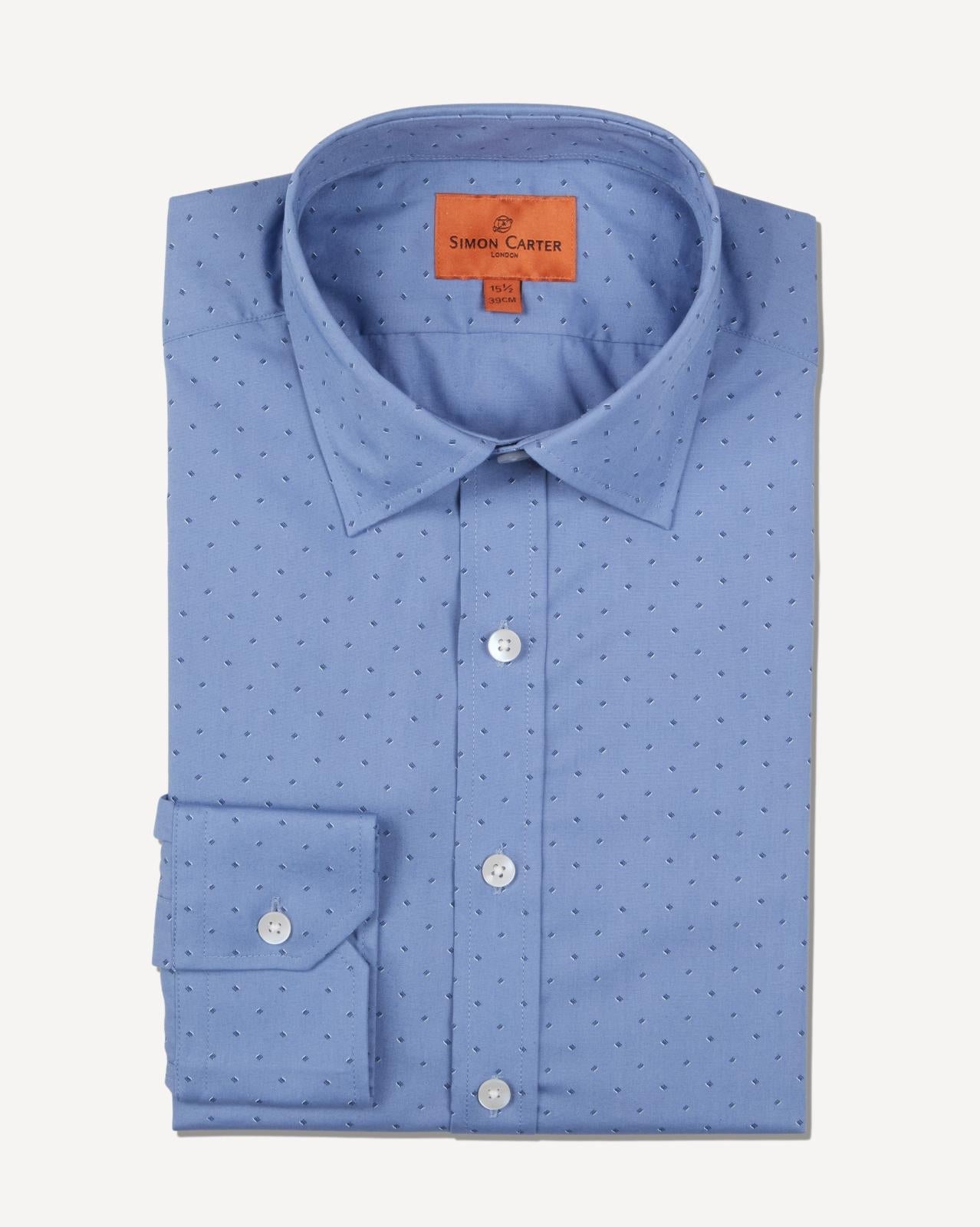 Simon Carter Tailored Fit Geometric Shirt Blue