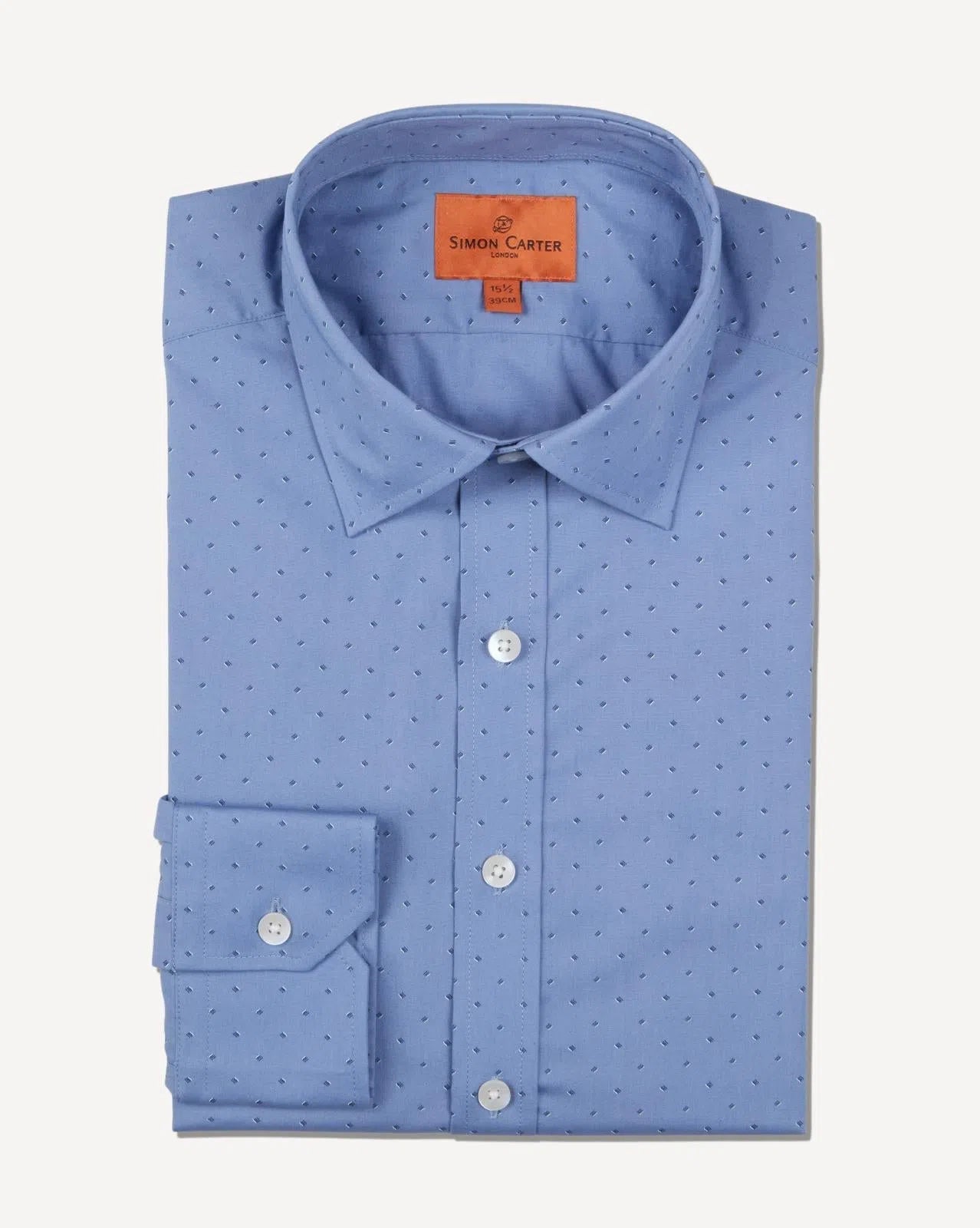 Simon Carter Tailored Fit Geometric Shirt Blue-MALFORD OF LONDON SAVILE ROW MENSWEAR OUTLET