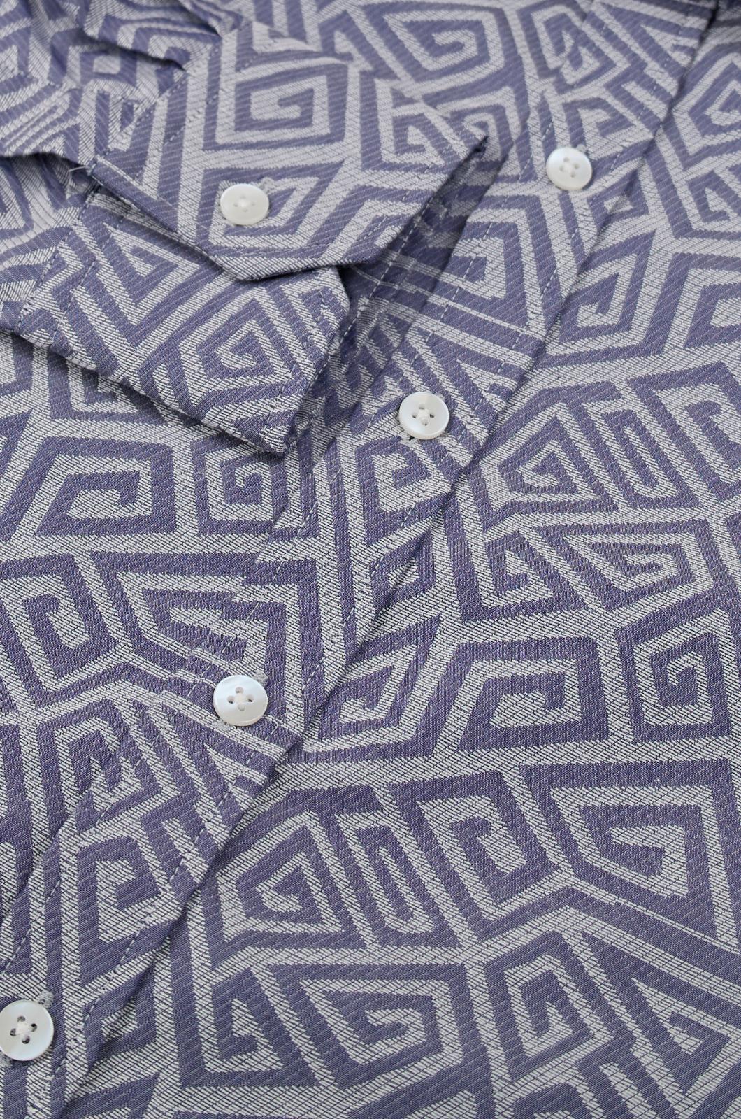 Simon Carter Tailored Fit Large Zig Zag Shirt Blue-MALFORD OF LONDON SAVILE ROW MENSWEAR OUTLET