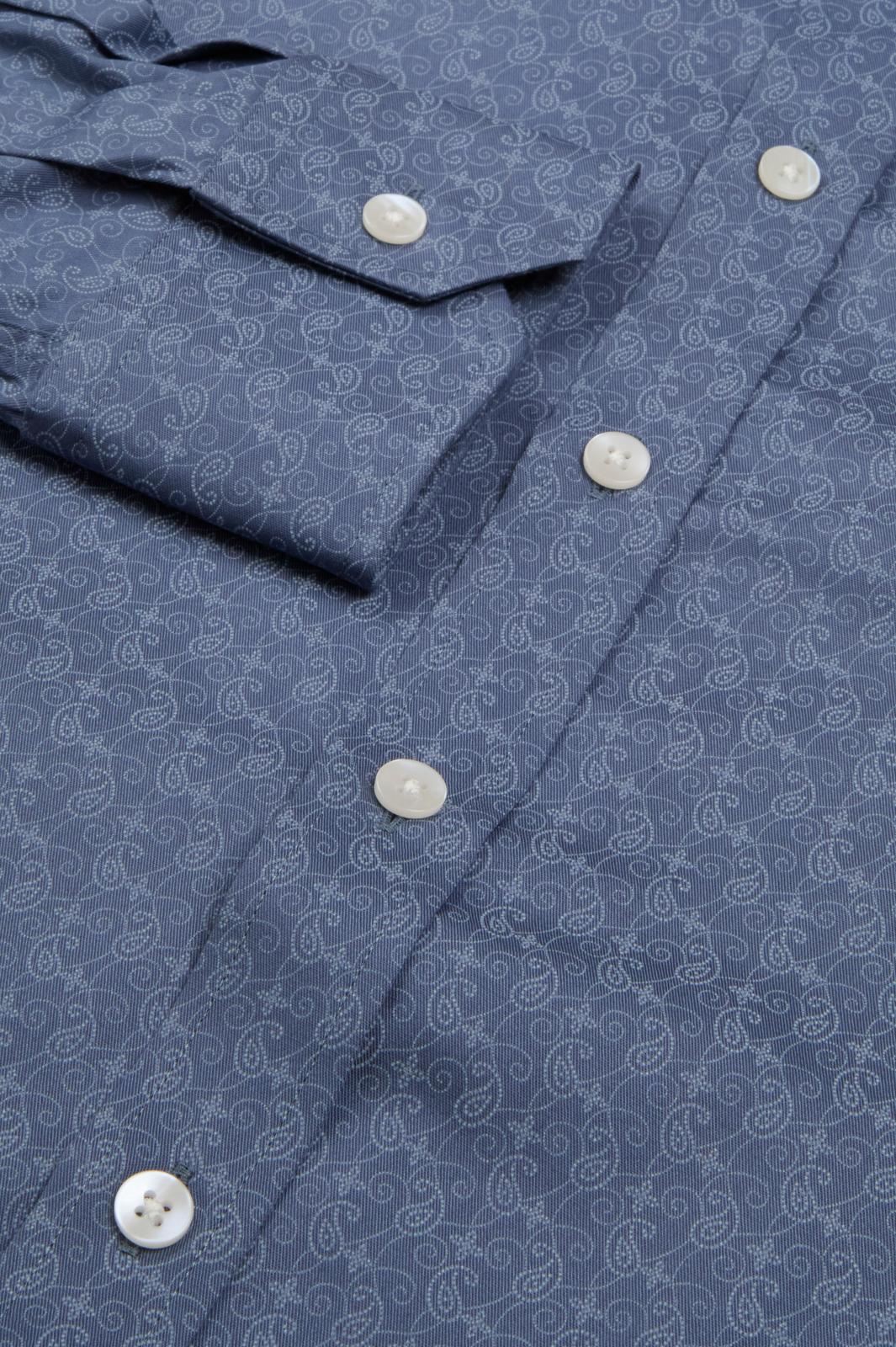 Simon Carter Tailored Fit Paisley Lines Shirt Blue-MALFORD OF LONDON SAVILE ROW MENSWEAR OUTLET