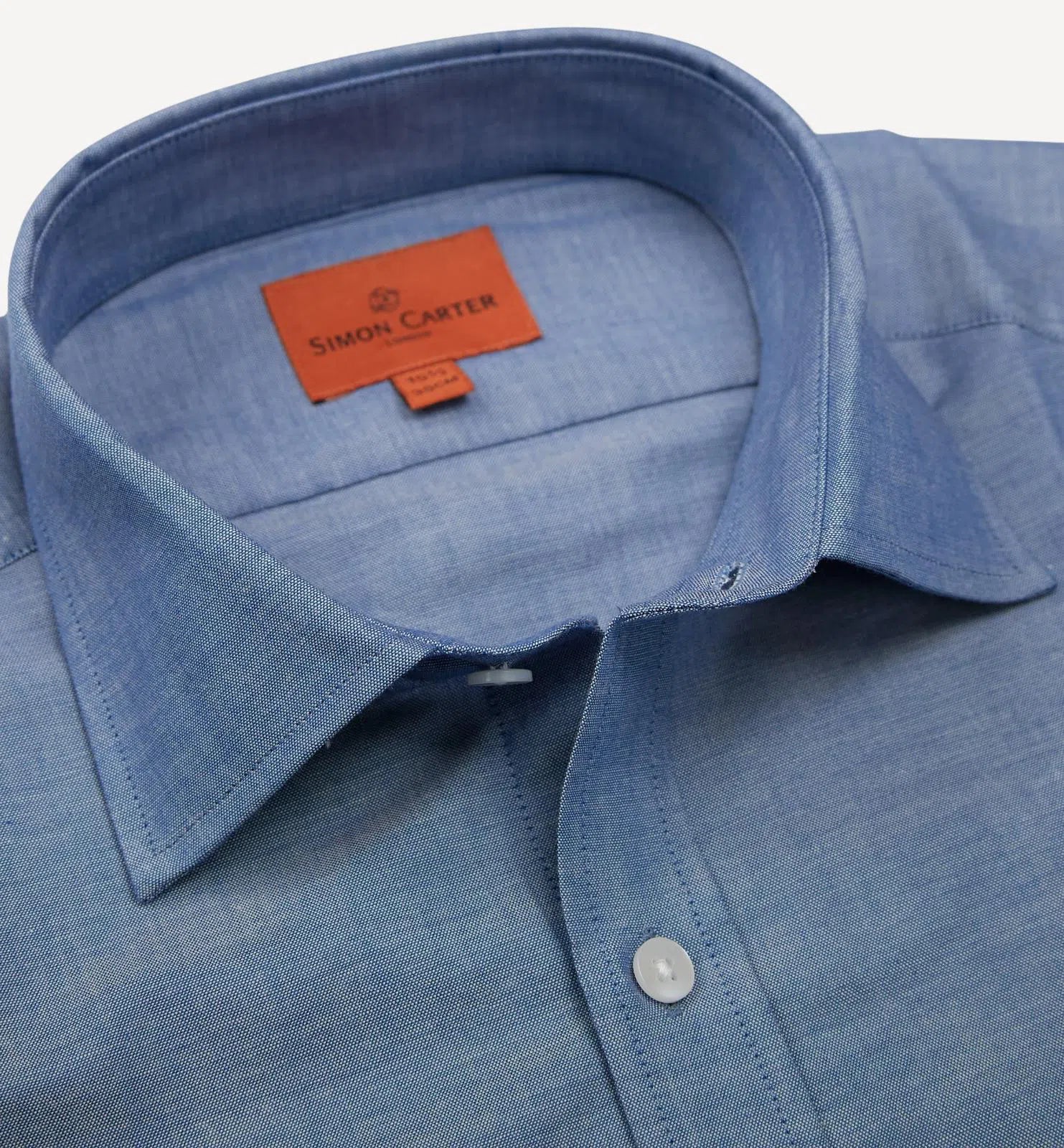 Simon Carter Tailored Fit Plain Shirt Blue-MALFORD OF LONDON SAVILE ROW MENSWEAR OUTLET