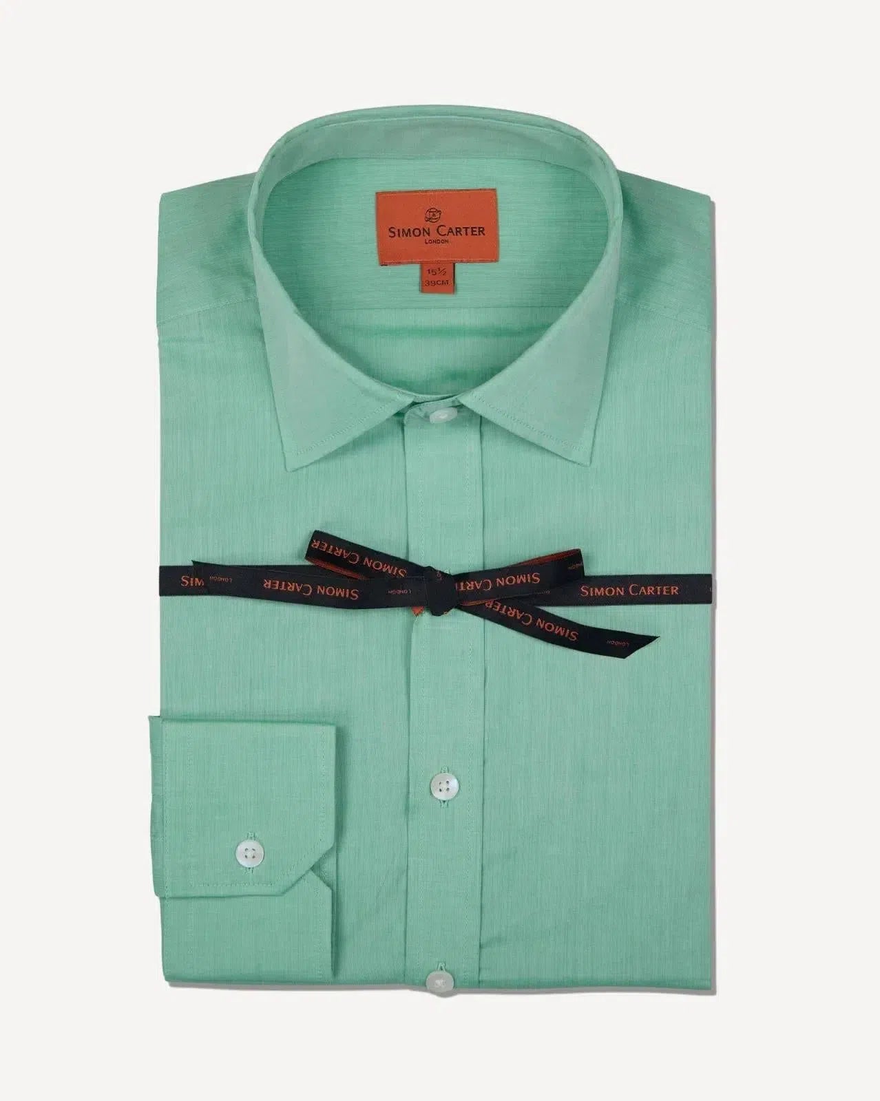 Simon Carter Tailored Fit Plain Shirt Green-MALFORD OF LONDON SAVILE ROW MENSWEAR OUTLET