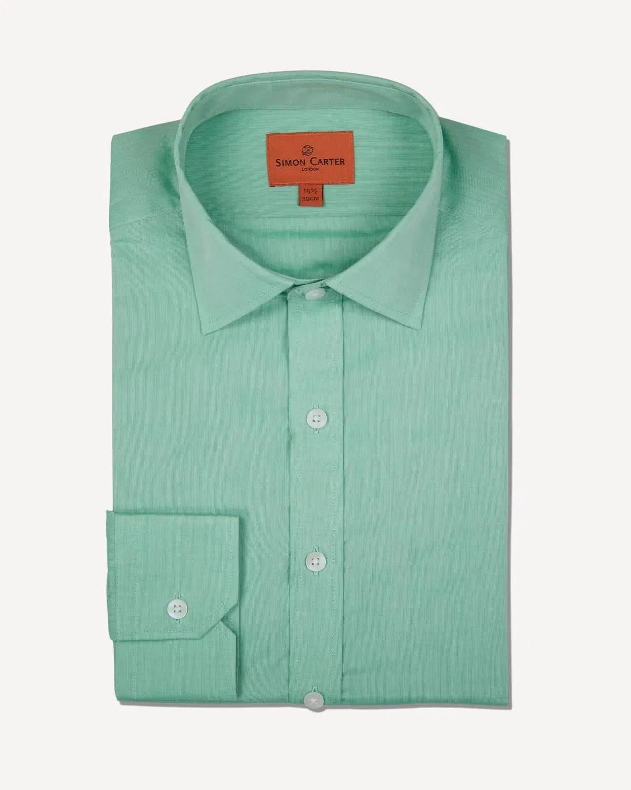 Simon Carter Tailored Fit Plain Shirt Green-MALFORD OF LONDON SAVILE ROW MENSWEAR OUTLET