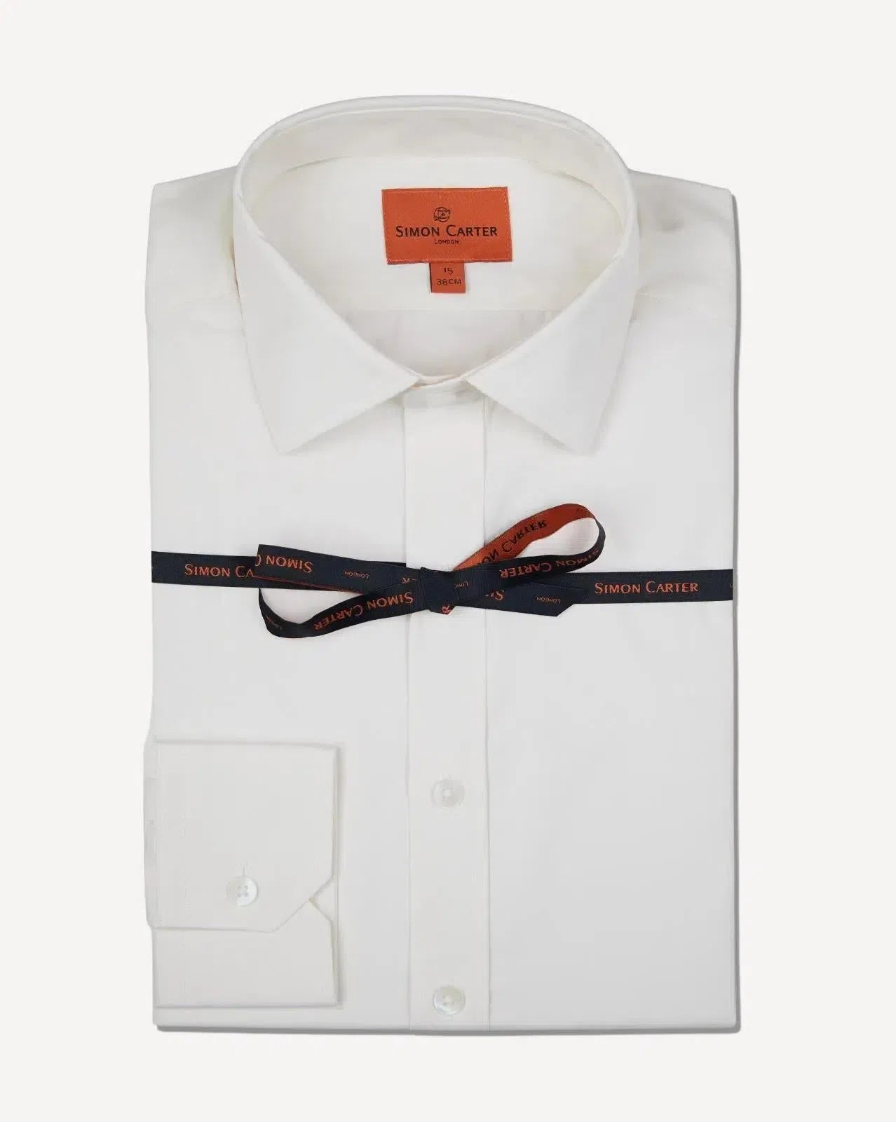 Simon Carter Tailored Fit Plain Shirt Ivory-MALFORD OF LONDON SAVILE ROW MENSWEAR OUTLET