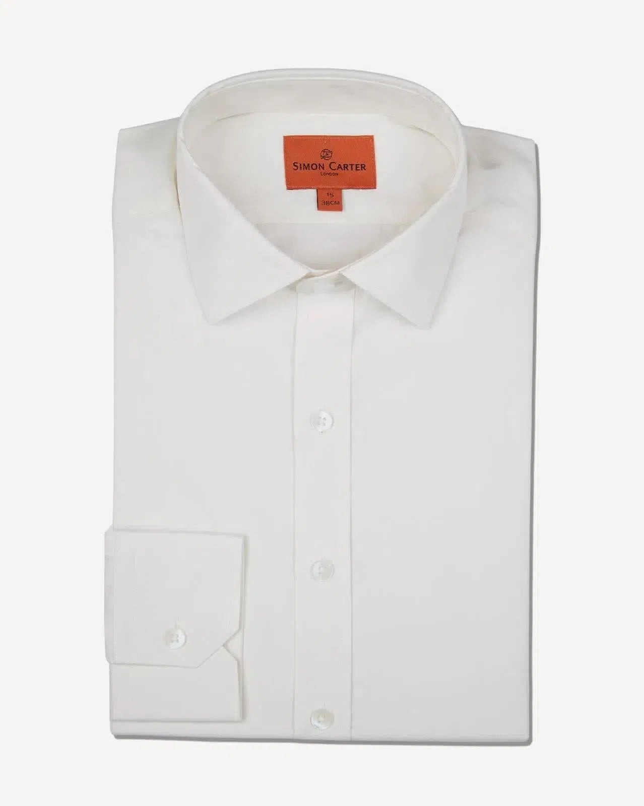 Simon Carter Tailored Fit Plain Shirt Ivory-MALFORD OF LONDON SAVILE ROW MENSWEAR OUTLET