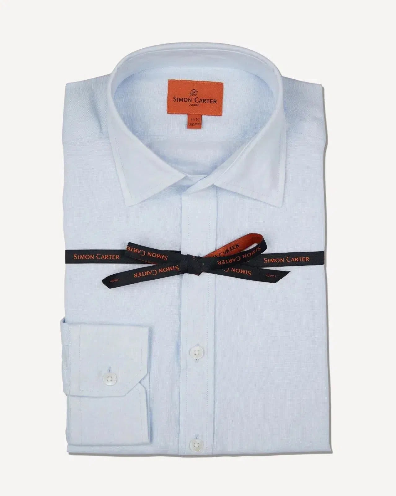 Simon Carter Tailored Fit Plain Shirt Light Blue-MALFORD OF LONDON SAVILE ROW MENSWEAR OUTLET