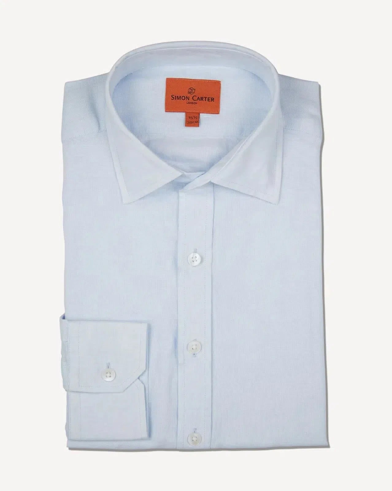 Simon Carter Tailored Fit Plain Shirt Light Blue-MALFORD OF LONDON SAVILE ROW MENSWEAR OUTLET