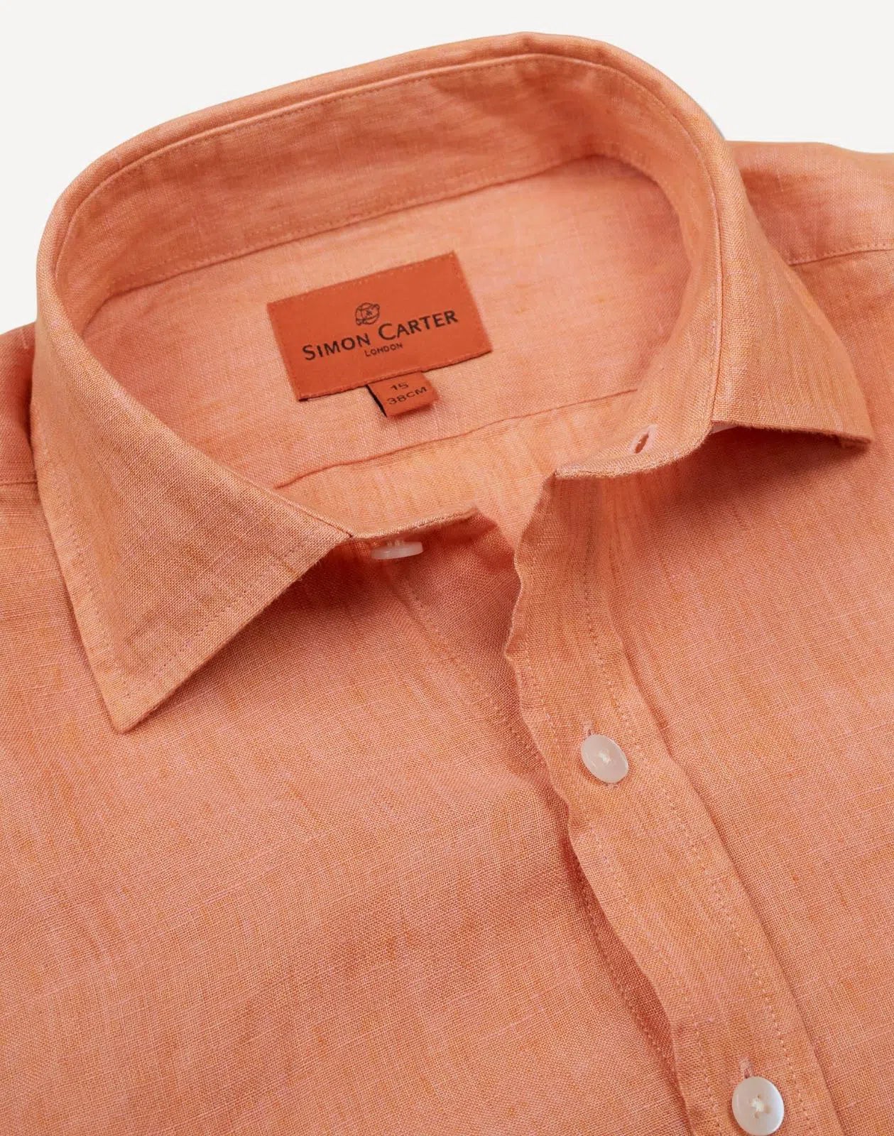 Simon Carter Tailored Fit Plain Shirt Orange-MALFORD OF LONDON SAVILE ROW MENSWEAR OUTLET