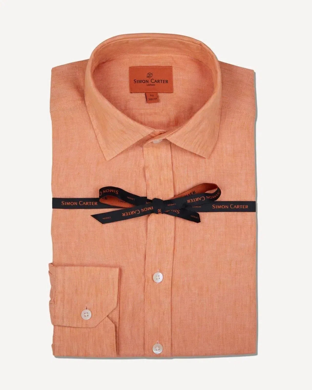 Simon Carter Tailored Fit Plain Shirt Orange-MALFORD OF LONDON SAVILE ROW MENSWEAR OUTLET