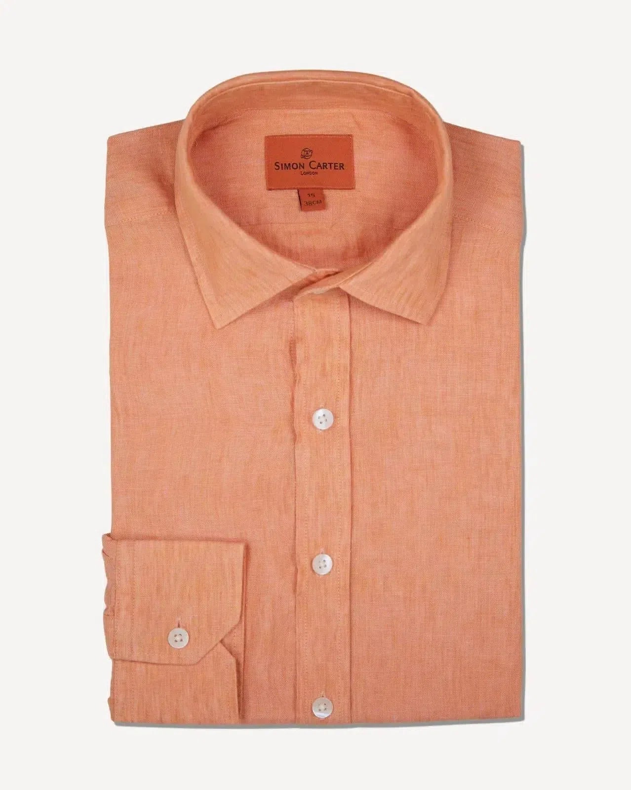 Simon Carter Tailored Fit Plain Shirt Orange-MALFORD OF LONDON SAVILE ROW MENSWEAR OUTLET