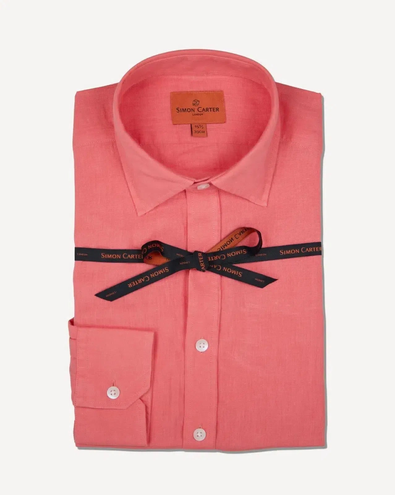 Simon Carter Tailored Fit Plain Shirt Pink-MALFORD OF LONDON SAVILE ROW MENSWEAR OUTLET