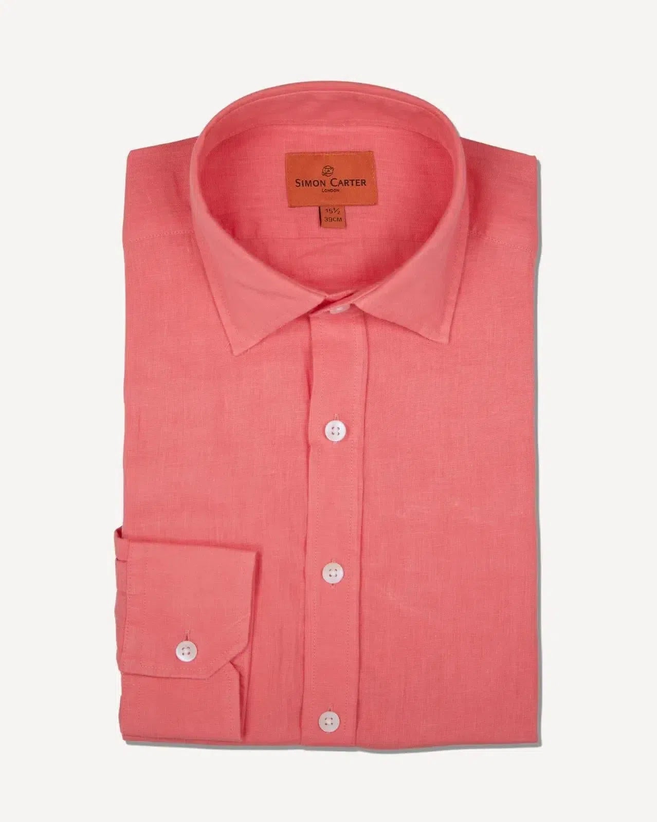 Simon Carter Tailored Fit Plain Shirt Pink-MALFORD OF LONDON SAVILE ROW MENSWEAR OUTLET