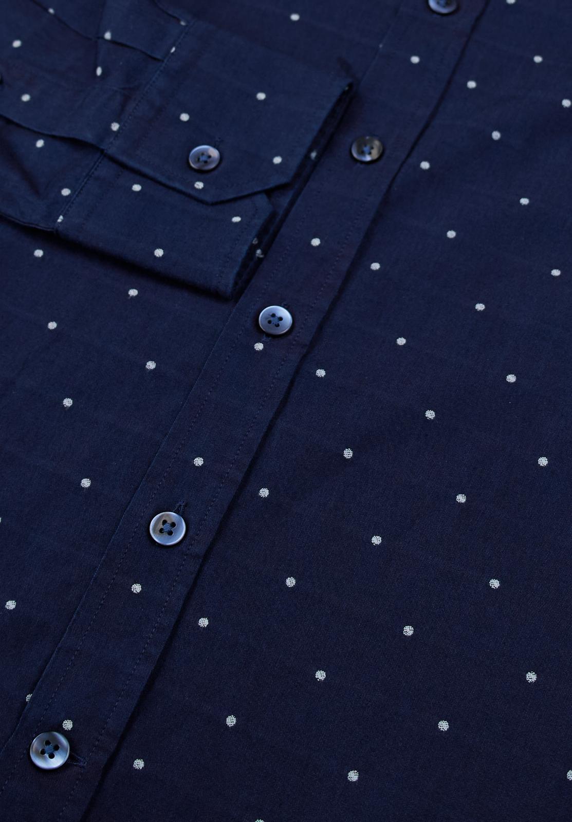 Simon Carter Tailored Fit Polka Dot Shirt Navy/White-MALFORD OF LONDON SAVILE ROW MENSWEAR OUTLET