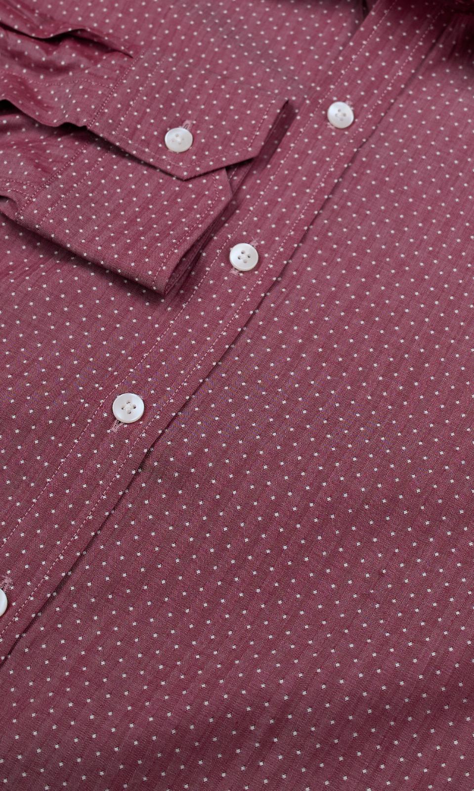 Simon Carter Tailored Fit Polka Dot Shirt Red/White-MALFORD OF LONDON SAVILE ROW MENSWEAR OUTLET