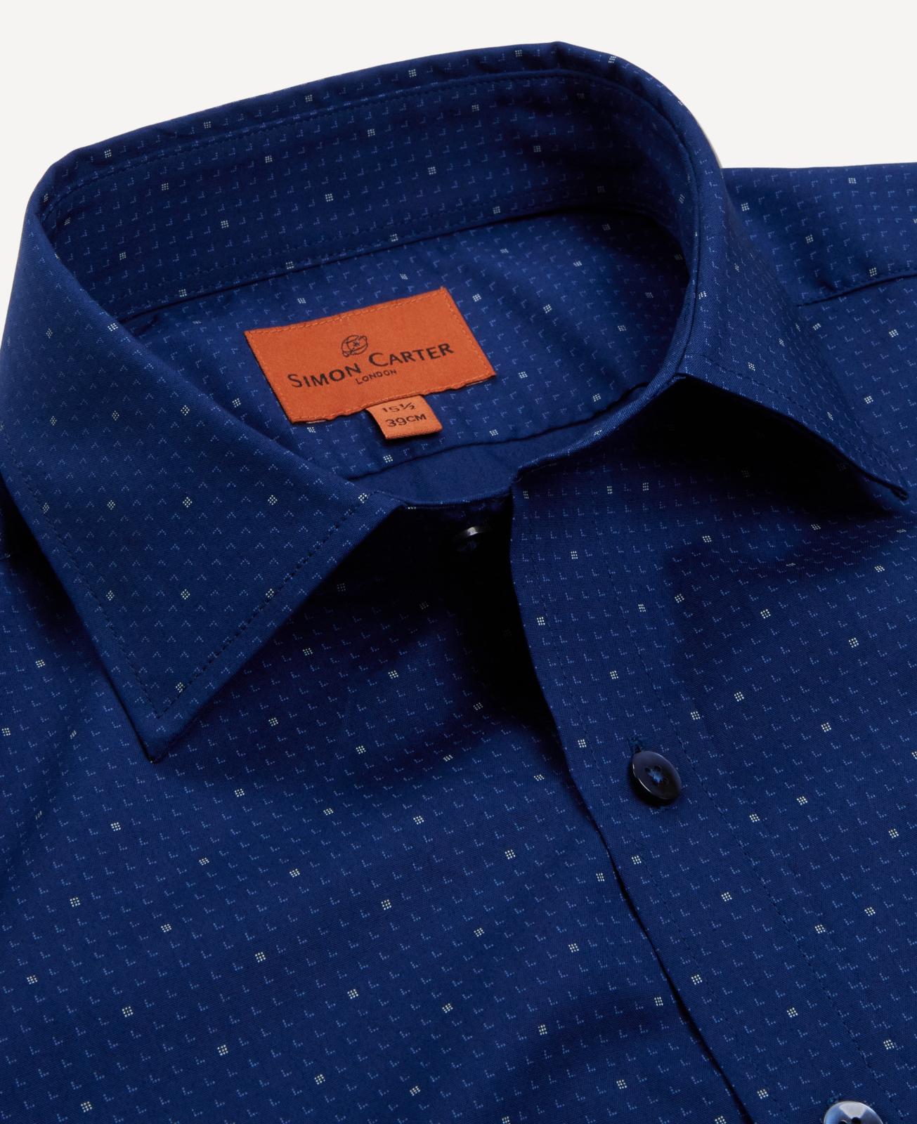 Simon Carter Tailored Fit Spotted Shirt Navy