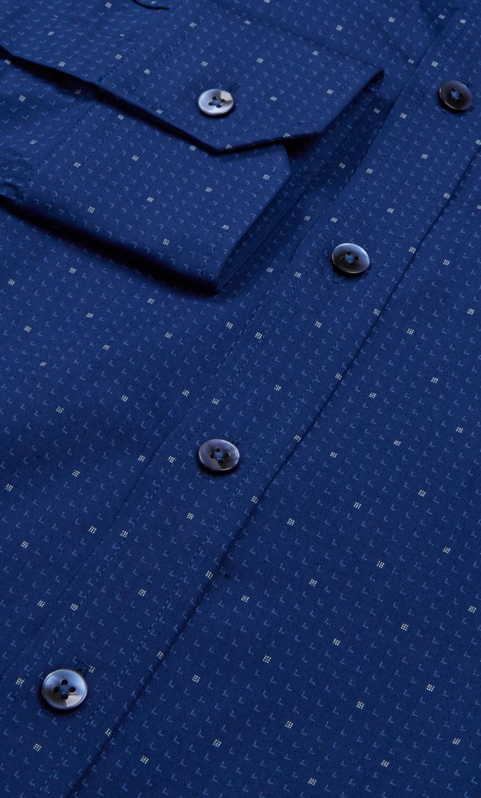 Simon Carter Tailored Fit Spotted Shirt Navy