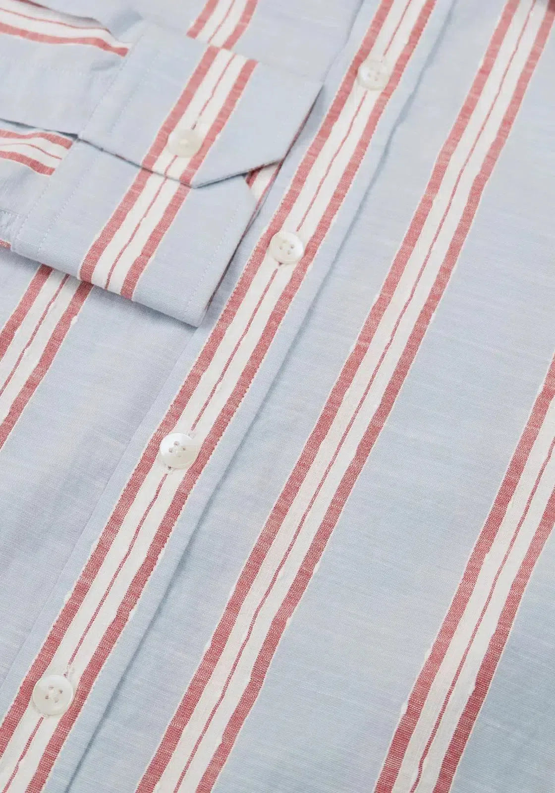 Simon Carter Tailored Fit Stripe Shirt Sky/Red/White-MALFORD OF LONDON SAVILE ROW MENSWEAR OUTLET