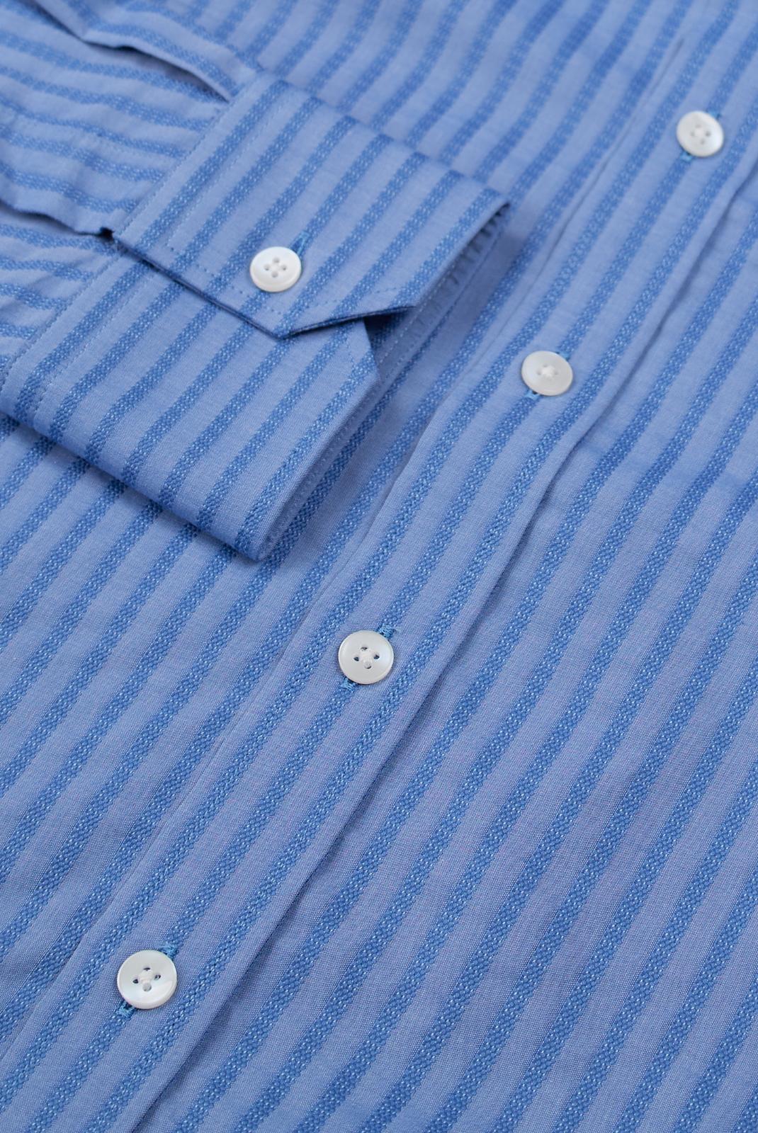 Simon Carter Tailored Fit Textured Stripe Shirt Blue-MALFORD OF LONDON SAVILE ROW MENSWEAR OUTLET