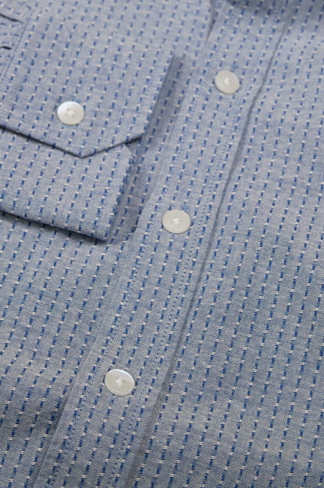 Simon Carter Tailored Fit Textured Stripe Shirt Blue/Navy-MALFORD OF LONDON SAVILE ROW MENSWEAR OUTLET