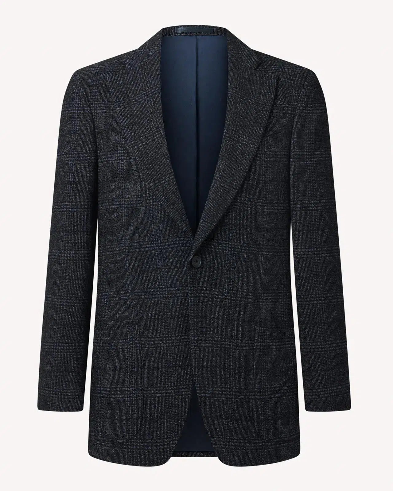 Single Breasted POW Textured Wool Jacket Navy-MALFORD OF LONDON SAVILE ROW MENSWEAR OUTLET