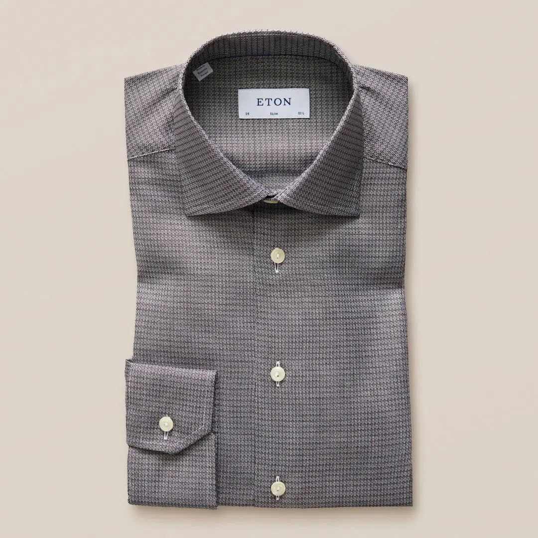 Slim Fit Black Patterned Shirt-MALFORD OF LONDON SAVILE ROW MENSWEAR OUTLET