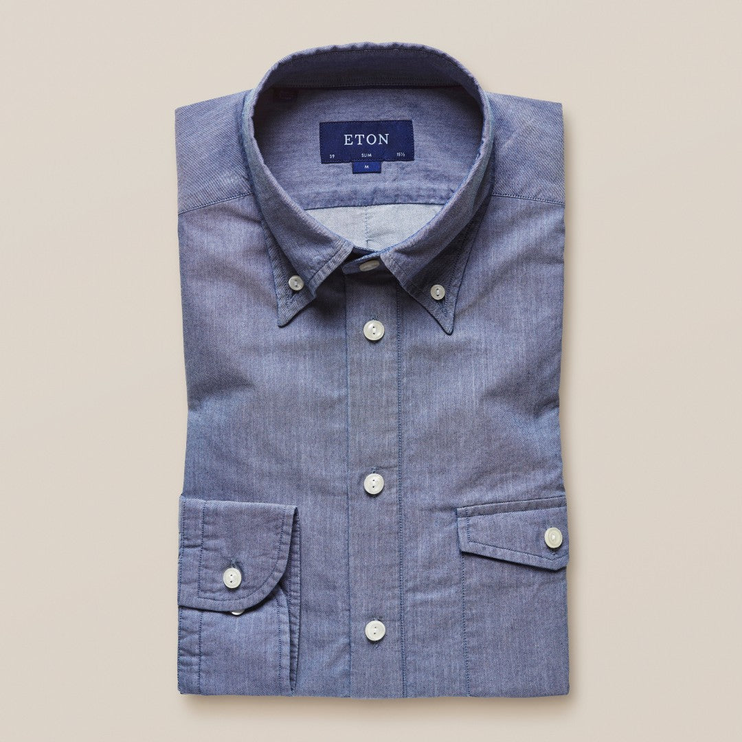 Slim Fit Light Blue Casual Shirt-MALFORD OF LONDON SAVILE ROW MENSWEAR OUTLET