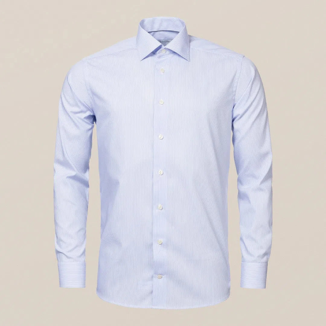 Slim Fit Light Blue Stripe Shirt-MALFORD OF LONDON SAVILE ROW MENSWEAR OUTLET