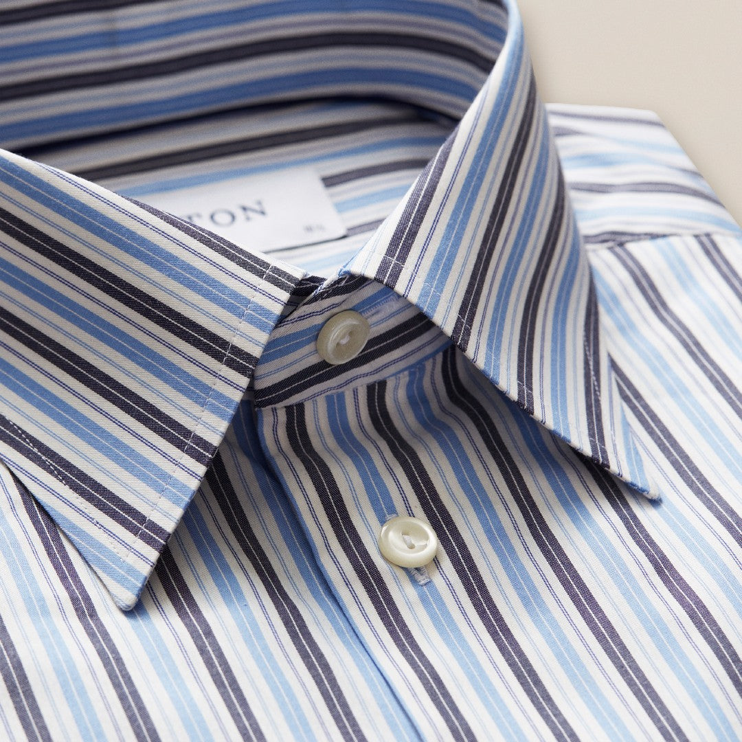 Slim Fit Light Blue Striped Shirt-MALFORD OF LONDON SAVILE ROW MENSWEAR OUTLET