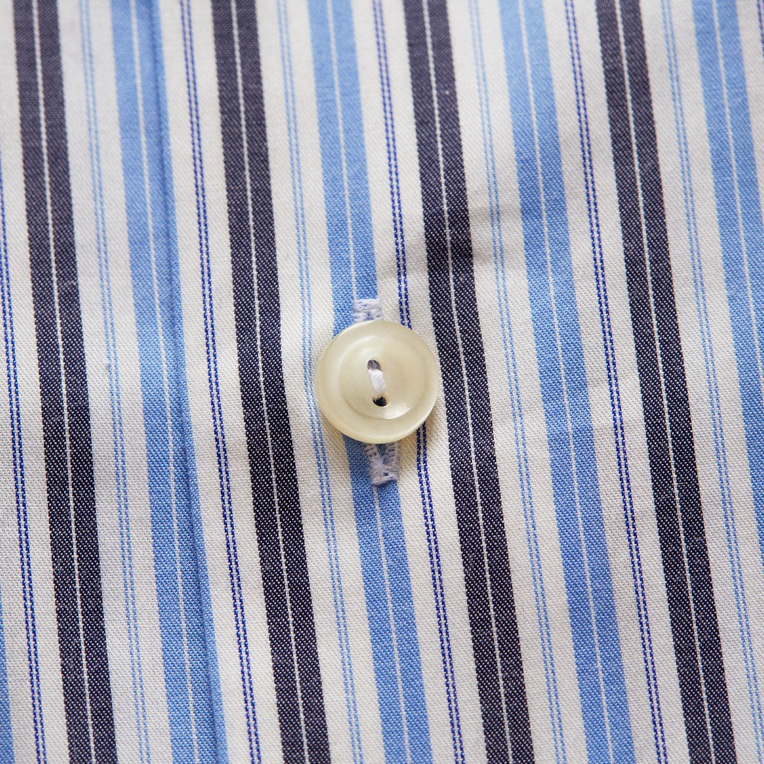 Slim Fit Light Blue Striped Shirt-MALFORD OF LONDON SAVILE ROW MENSWEAR OUTLET