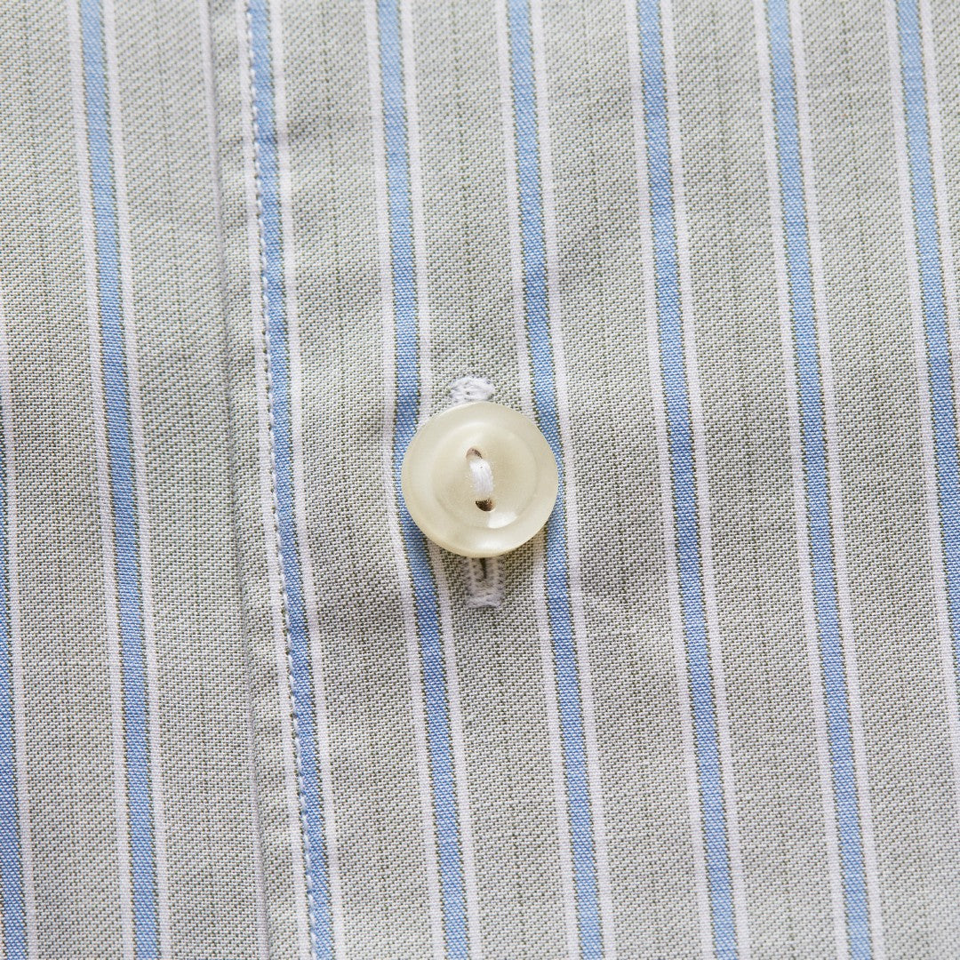 Slim Fit Light Green/ Blue Striped Shirt-MALFORD OF LONDON SAVILE ROW MENSWEAR OUTLET