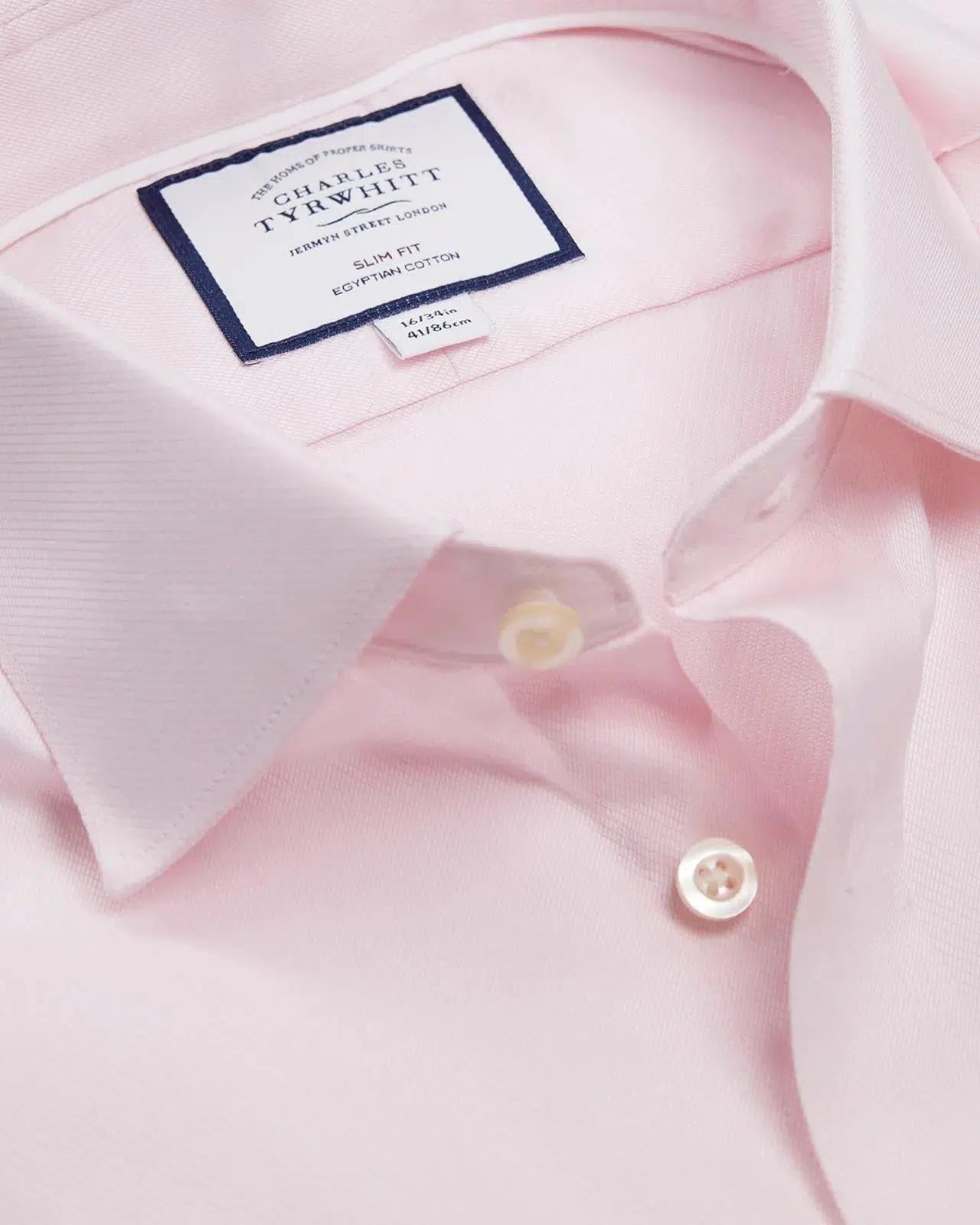 Slim Fit Light Pink Hampton Weave Shirt-MALFORD OF LONDON SAVILE ROW MENSWEAR OUTLET