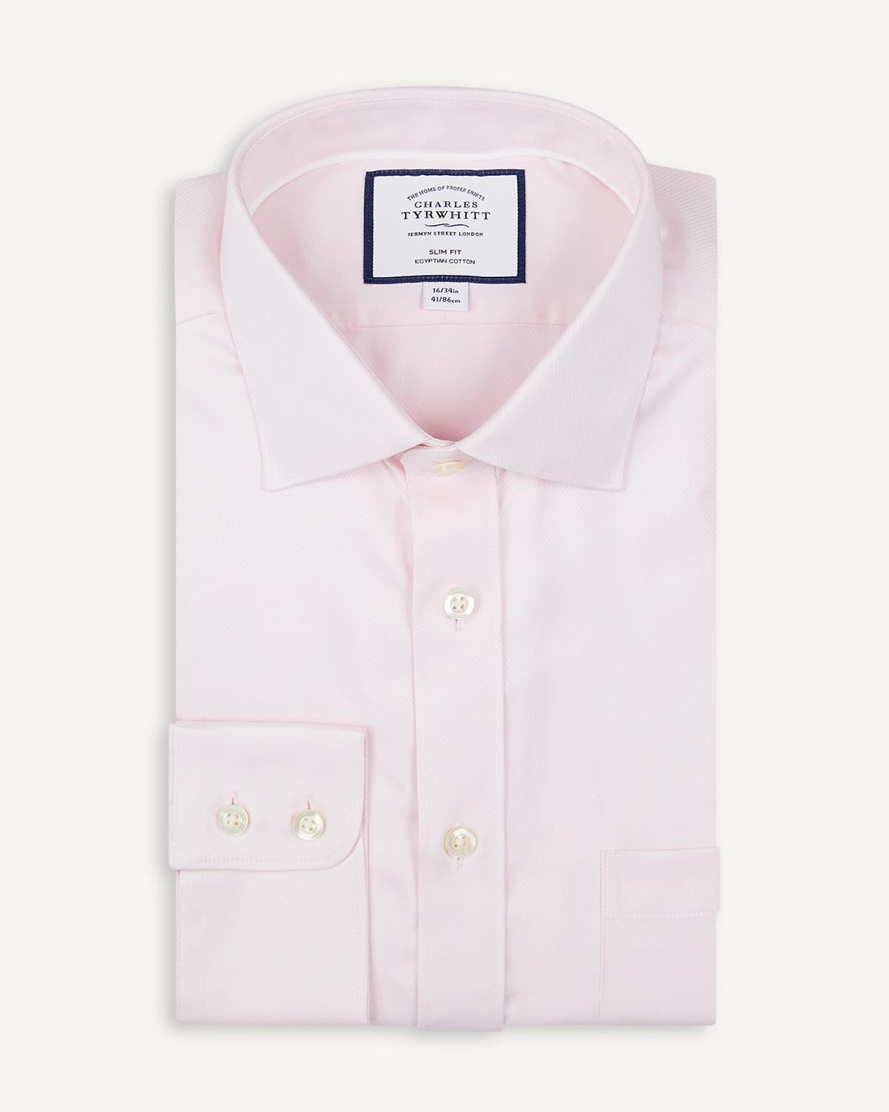 Slim Fit Light Pink Hampton Weave Shirt-MALFORD OF LONDON SAVILE ROW MENSWEAR OUTLET