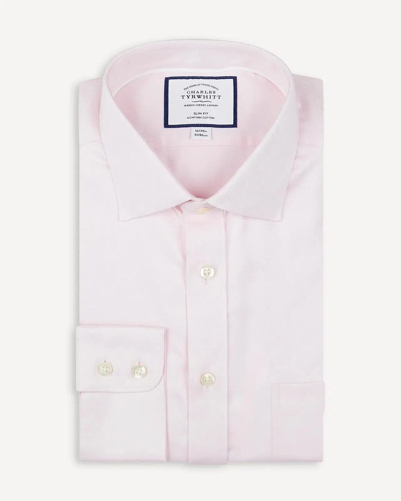 Slim Fit Light Pink Hampton Weave Shirt-MALFORD OF LONDON SAVILE ROW MENSWEAR OUTLET