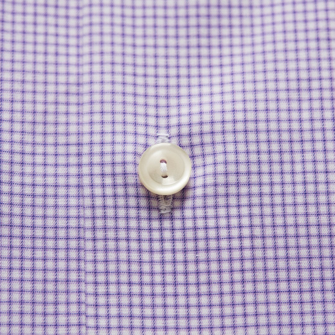 Slim Fit Light Purple Micro Gingham Shirt-MALFORD OF LONDON SAVILE ROW MENSWEAR OUTLET