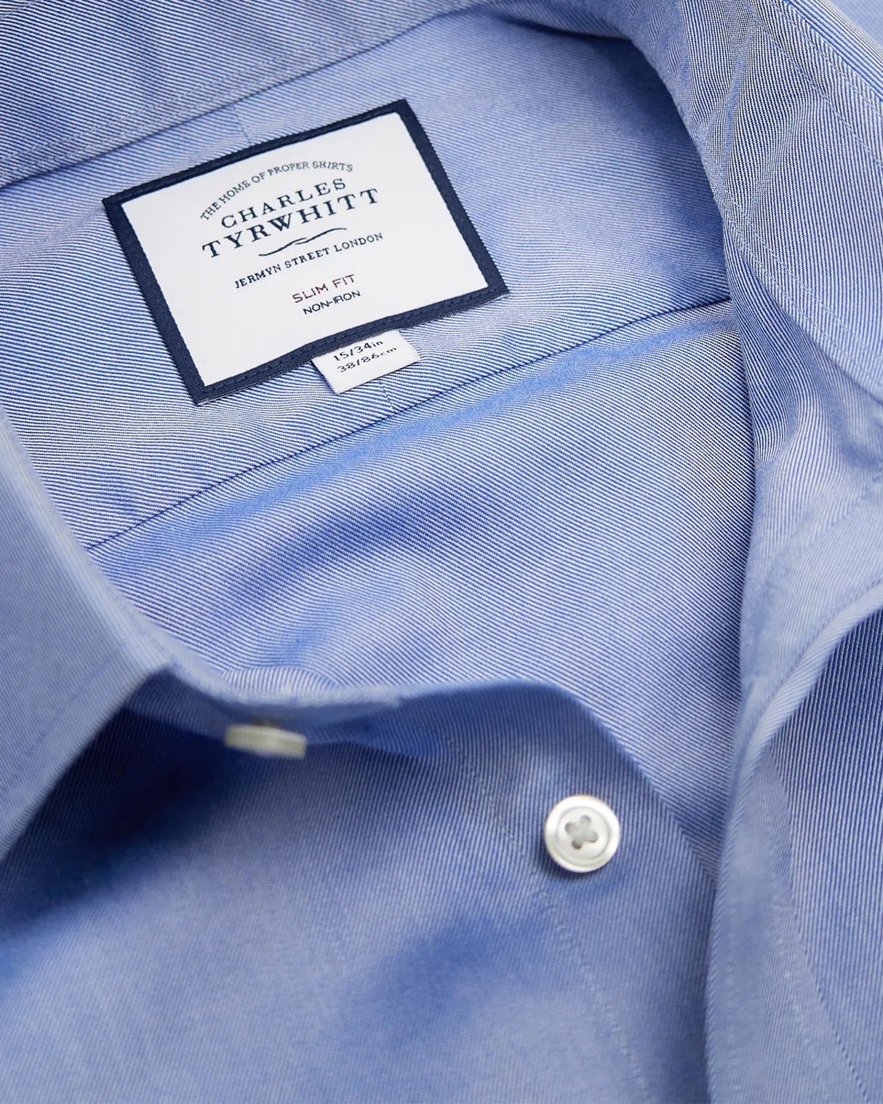 Slim Fit Mid Blue Shirt-MALFORD OF LONDON SAVILE ROW MENSWEAR OUTLET