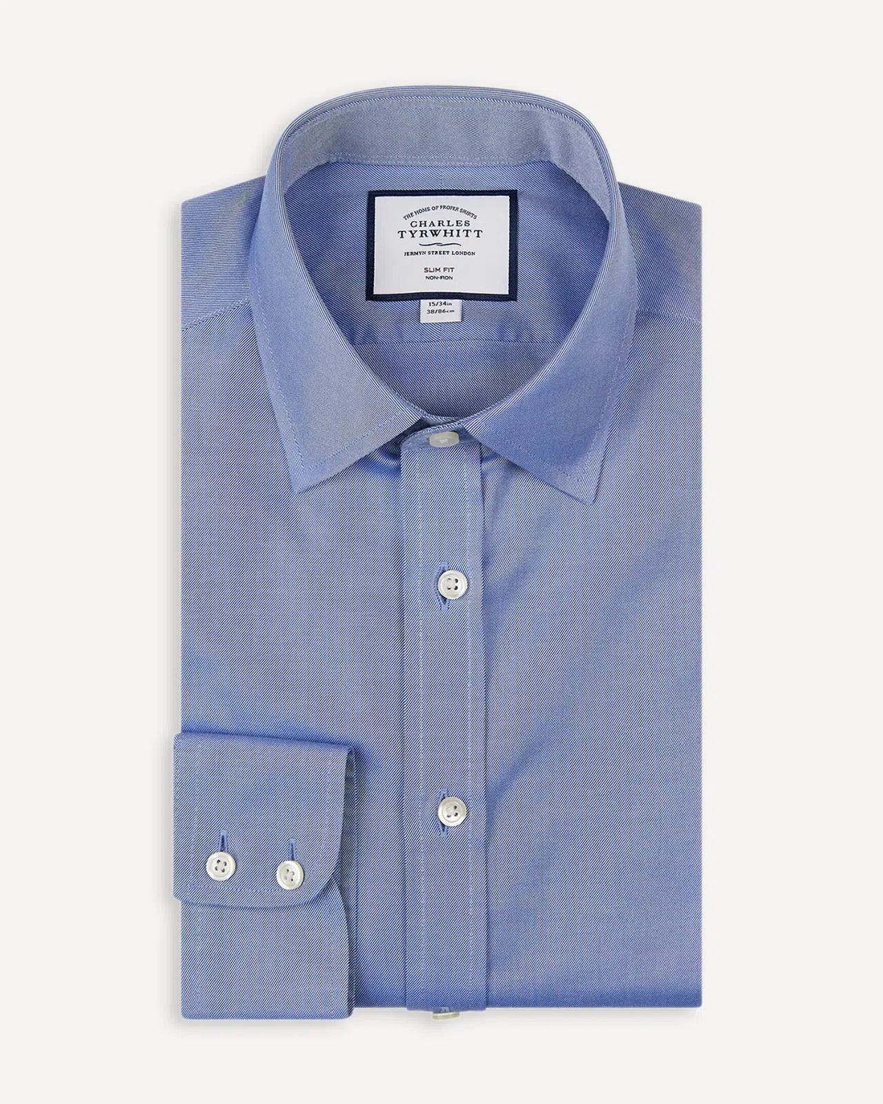 Slim Fit Mid Blue Shirt-MALFORD OF LONDON SAVILE ROW MENSWEAR OUTLET