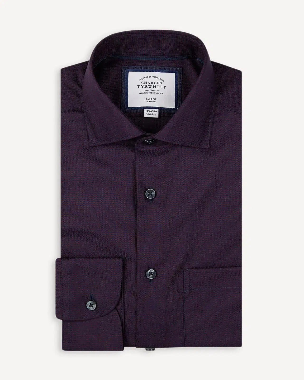 Slim Fit Navy & Red Stretch Texture Shirt-MALFORD OF LONDON SAVILE ROW MENSWEAR OUTLET