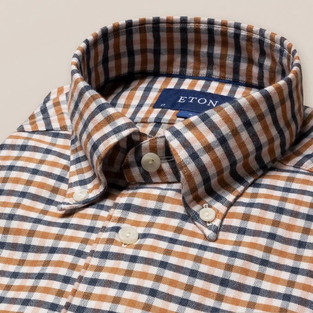 Slim Fit Orange/Blue Check Shirt-MALFORD OF LONDON SAVILE ROW MENSWEAR OUTLET